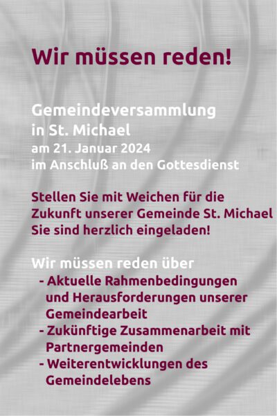 21. Januar 2024 Gemeindeversammlung St. Michael